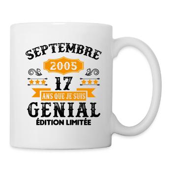 17 Ans Anniversaire Vintage Né(e) Septembre 2005 - Mug blanc - blanc - Droite