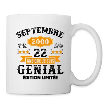 22 Ans Anniversaire Vintage Né(e) Septembre 2000 - Mug blanc - blanc - Droite