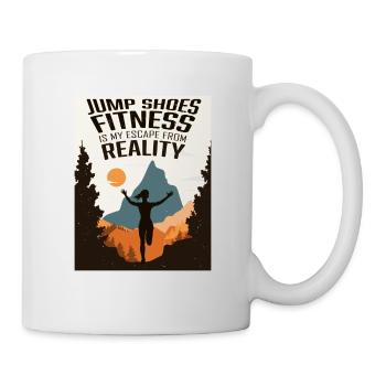 Jump Shoes Fitness, Fitness Frau - Tasse - Weiß - Rechts