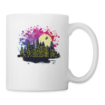 Skyline mit Hexe Gebäude Stadt Silhouette - Tasse - Weiß - Rechts