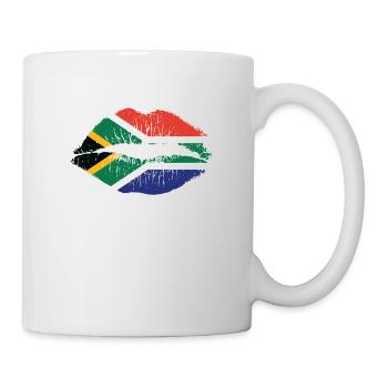 Mund Lippen mit Südafrika Farben Kontinent - Tasse - Weiß - Rechts