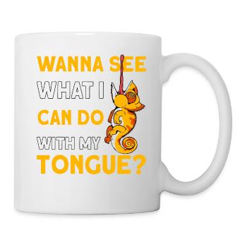 Vous voulez voir ce que je peux faire avec ma langue? - Mug blanc - blanc - Droite