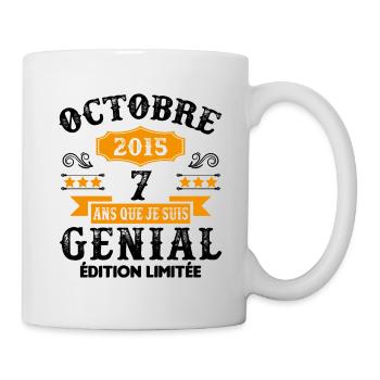 7 Ans Anniversaire Vintage Né(e) en Octobre 2015 - Mug blanc - blanc - Droite