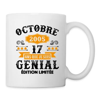 17 Ans Anniversaire Vintage Né(e) en Octobre 2005 - Mug blanc - blanc - Droite