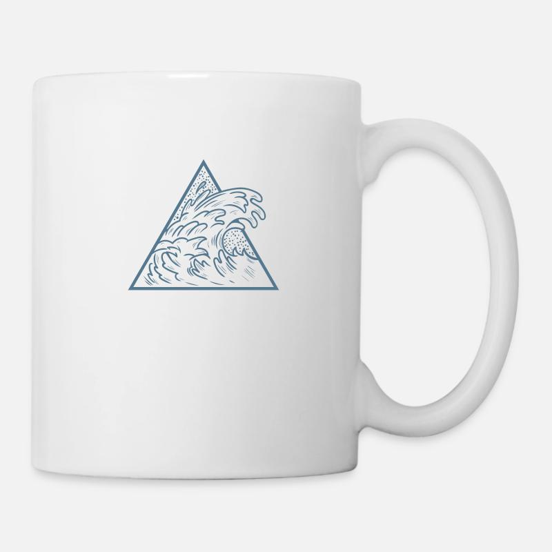 Surfer sur une planche de surf à vagues - Mug blanc - blanc