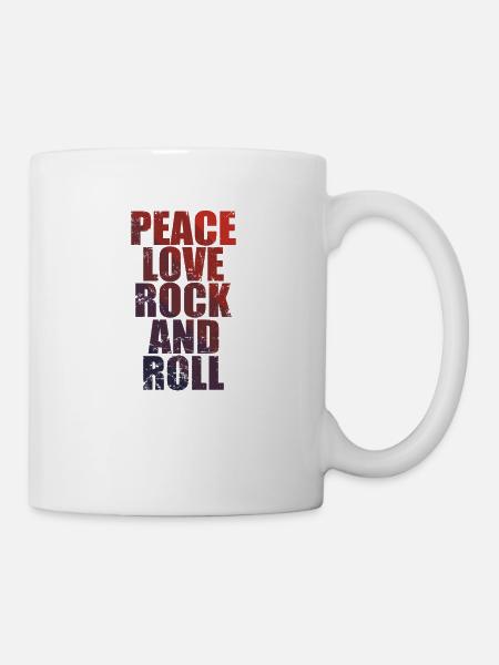 Peace Love Rock and Roll Musikstil Gitarre - Tasse - Weiß