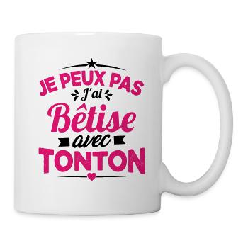 JE PEUX PAS J'AI BETISE AVEC TONTON - Mug blanc - blanc - Droite