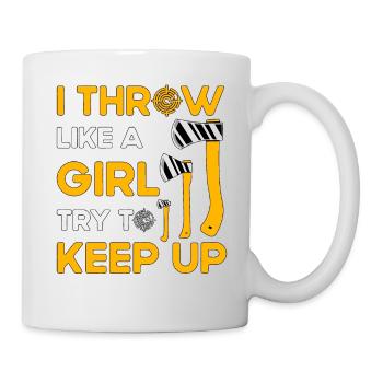 I throw like a Girl try to keep up - Mug - white - Right