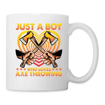 Just a Boy who loves Axe Throwing - Tasse - Weiß - Rechts