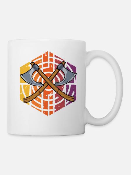Axtwerfen Retro - Tasse - Weiß