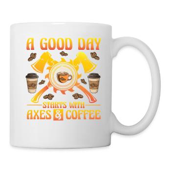 A good day starts with Axes and Coffee - Tasse - Weiß - Rechts