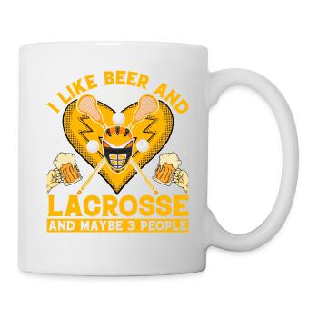 I like beer and Lacrosse and maybe 3 People - Tasse - Weiß - Rechts