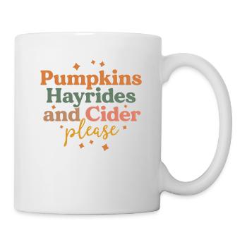 Pumpkins Hayrides and Cider Please Farm Boho Fall - Mug - white - Right