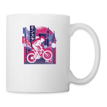 Vaporwave Synthwave Skyline Downhill - Tasse - Weiß - Rechts