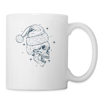 Knochenschädel Weihnachten mit Weihnachtsmütze - Tasse - Weiß - Rechts