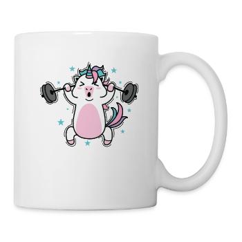 Unicorn makes fitness lift weight sports - Mug - white - Right