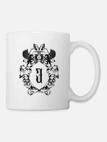 J Buchstabe Wappen - Tasse - Weiß