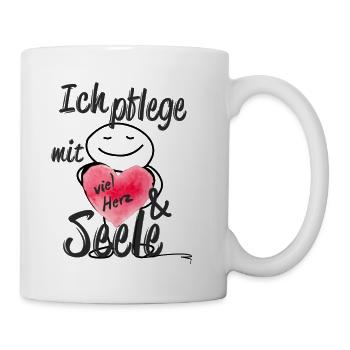 Ich pflege mit Herz und Seele - Tasse - Weiß - Rechts