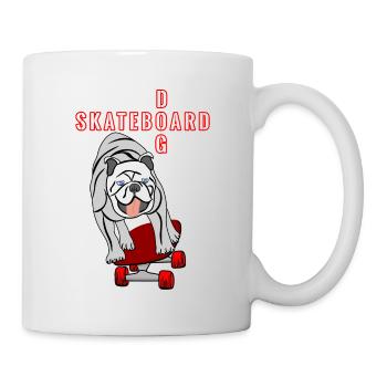Skateboard Hund Mops Bulldogge rot grau sport - Tasse - Weiß - Rechts