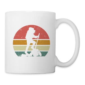 Hiking Hiker Backpack Vintage Sunset - Mug - white - Right