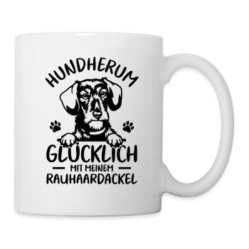 Teckel Dachshund Glücklich mit Rauhaardackel - Tasse - Weiß - Rechts