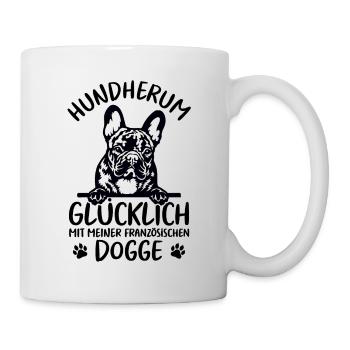 Frenchie Hund Glücklich mit französicher Dogge - Tasse - Weiß - Rechts