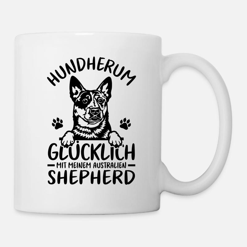 Schäferhund Glücklich mit Australian Shepherd - Tasse - Weiß