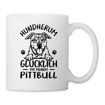 Hund Glücklich mit meinem Pitbull Terrier - Tasse - Weiß - Rechts