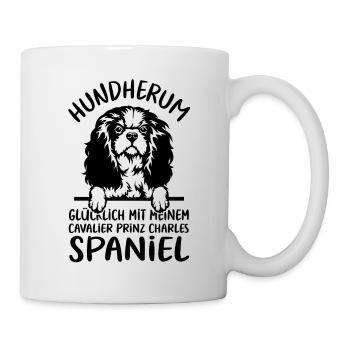 Hund Glücklich mit Cavalier Prince Charles Spaniel - Tasse - Weiß - Rechts