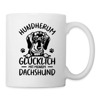 Dackel Teckel Glücklich mit meinem Dachshund - Tasse - Weiß - Rechts