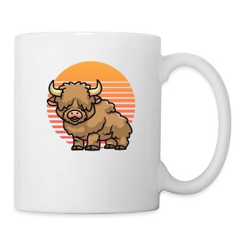Retro Sonnenuntergang Schottisches Hochland Kuh Lover Country - Tasse - Weiß - Rechts
