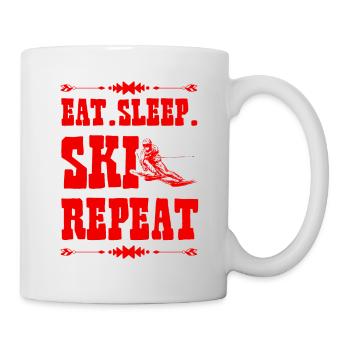 Eat Sleep Ski Repeat - Tasse - Weiß - Rechts