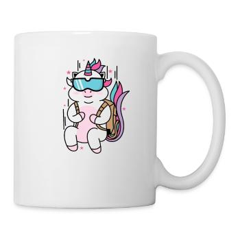 Einhorn springt Fallschirm Fabelwesen Sport - Tasse - Weiß - Rechts