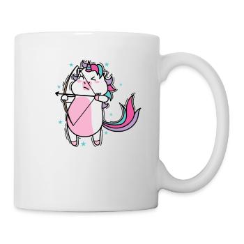 Einhorn beim Bogenschießen Fabelwesen Sport - Tasse - Weiß - Rechts