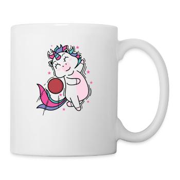Einhorn spielt mit einem Ball Fabelwesen Sport - Tasse - Weiß - Rechts