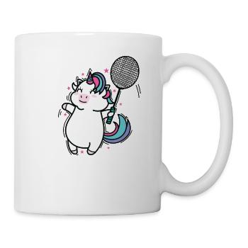 Unicorn plays badminton mythical creature sport - Mug - white - Right