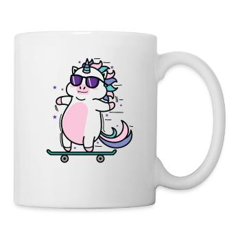 Einhorn beim Skaten Fabelwesen Sport - Tasse - Weiß - Rechts