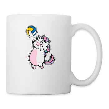 Einhorn beim Volleyball Fabelwesen Sport - Tasse - Weiß - Rechts