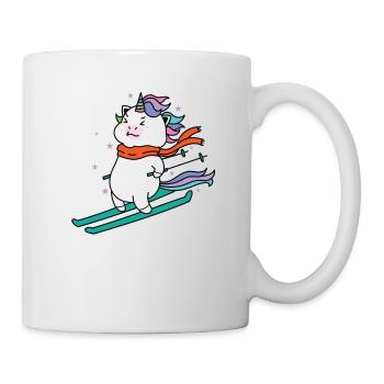 Einhorn beim Ski fahren Fabelwesen Sport - Tasse - Weiß - Rechts