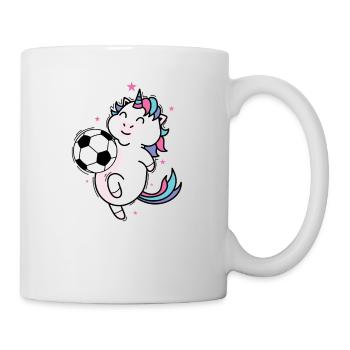 Einhorn spielt Fußball Fabelwesen Sport - Tasse - Weiß - Rechts