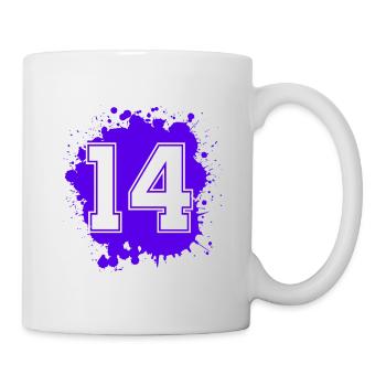 14 Zahl Klecks - Tasse - Weiß - Rechts