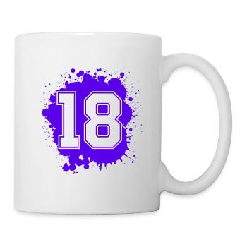 18 Zahl Klecks - Tasse - Weiß - Rechts