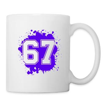 67 Zahl Klecks - Tasse - Weiß - Rechts