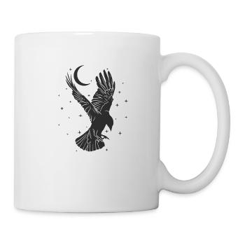 Raven or crow at night by moon - Mug - white - Right