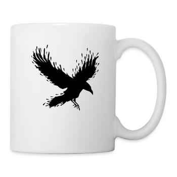 fliegender Rabe fliegende Krähe Vogel - Tasse - Weiß - Rechts