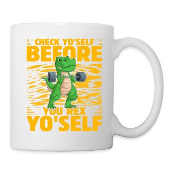Check yo'self before you rex Yo'self - Mug - white - Right