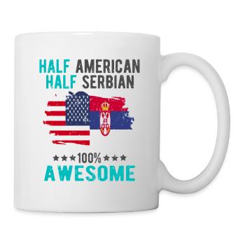 Half American Half Serbian - Mug - white - Right
