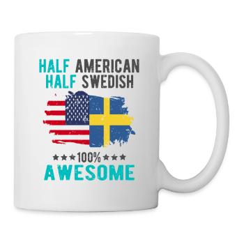 Halb Amerikaner Halb Schwede - Tasse - Weiß - Rechts
