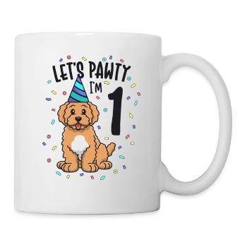 Let’s Pawty I’m 1 Goldendoodle Dog 1er anniversaire - Mug blanc - blanc - Droite