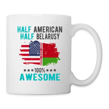 Halb Amerikaner Halb Belarusse - Tasse - Weiß - Rechts